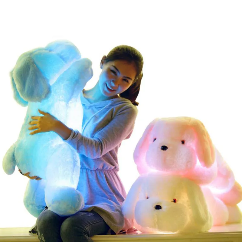 1 шт. 50 см Креативный светодиодный светильник плюшевая собака мягкие животные светящиеся плюшевые игрушки красочные светящиеся подушки Рождественский подарок для детей