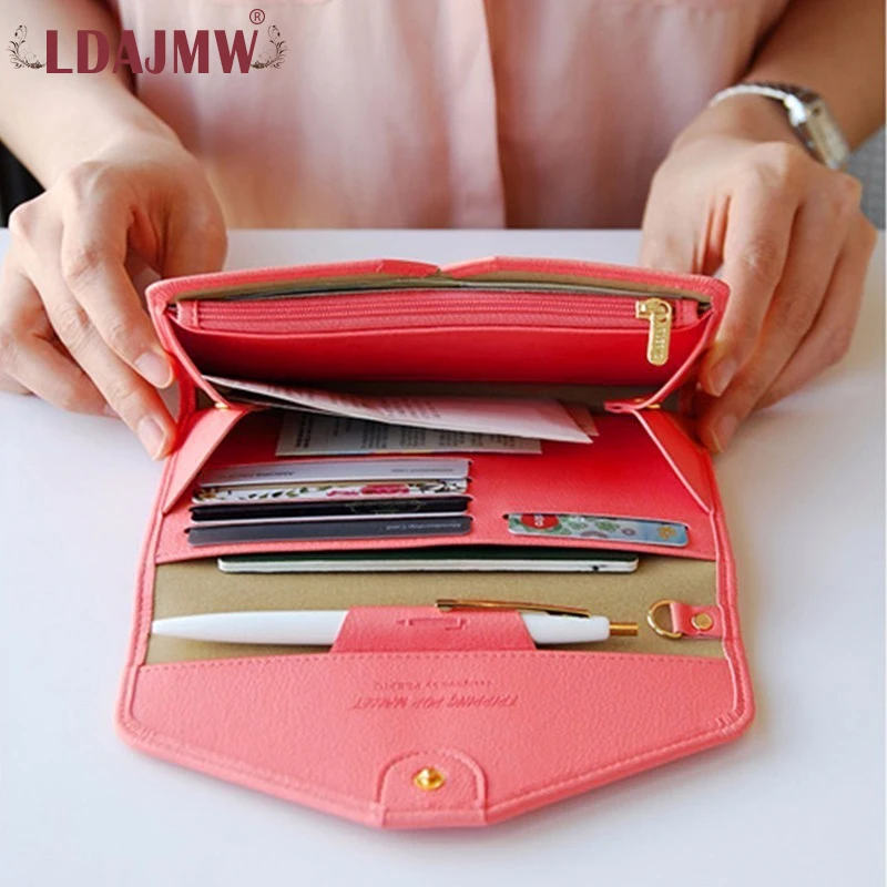 

LDAJMW Multi-function Large Capacity Women Wallets Card Holder Wallet Leather Travel Passport Cover Cellphone Pocket Coin Purse
