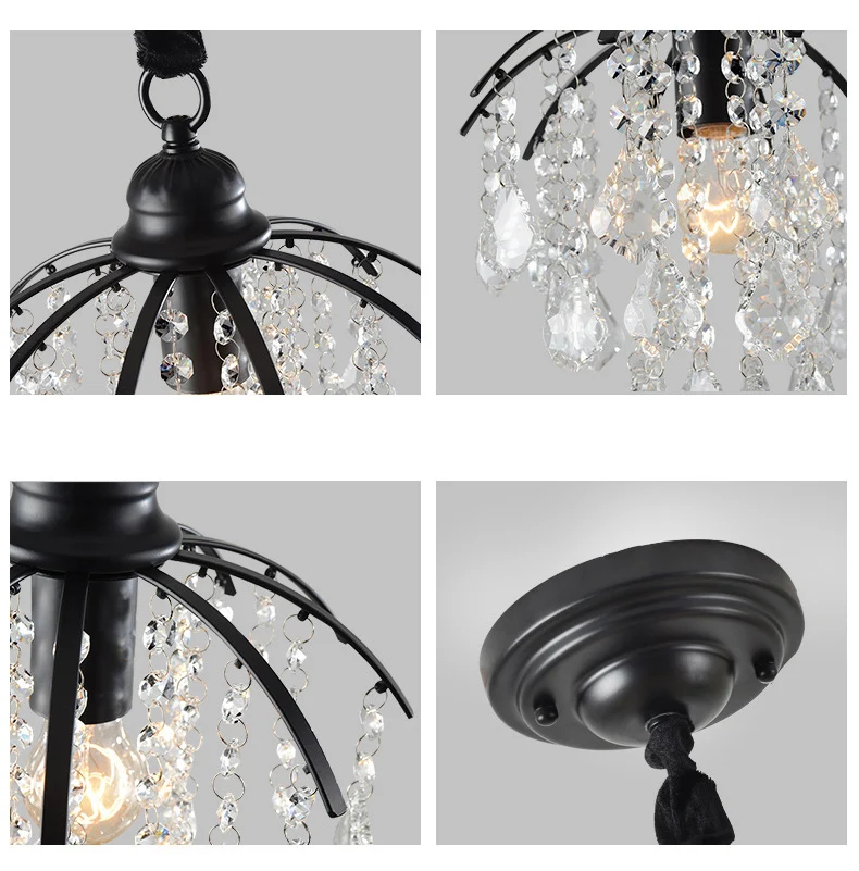 Lustre de Cristal Americano Corredor Varanda Vestiário Criativo Pequeno Lustre Restaurante Estudo Quarto E27 3 Americano lustre de cristal corredor varanda vestiário