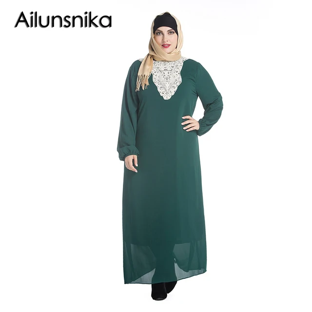 ailunsnika muslim plus size clothing long sleeve chiffon fall plus size womens clothes 6x