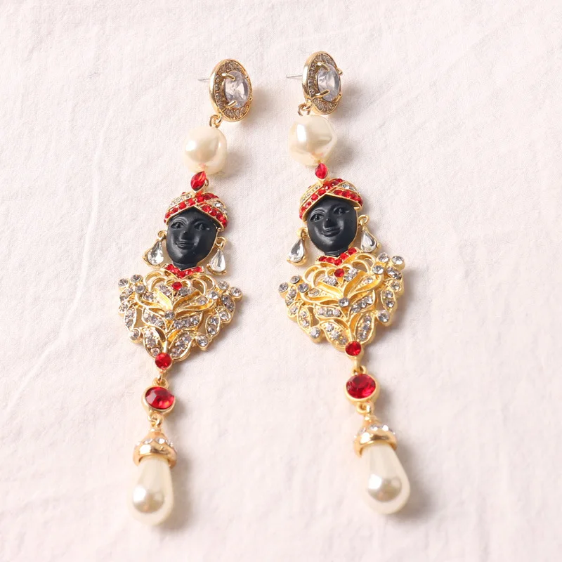 Модные длинные серьги с мордочкой козы, темпераментные жемчужные серьги, женские серьги 742