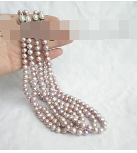 

0001356 wholesale 21" 4piece 9-10mm purple round pearls necklace