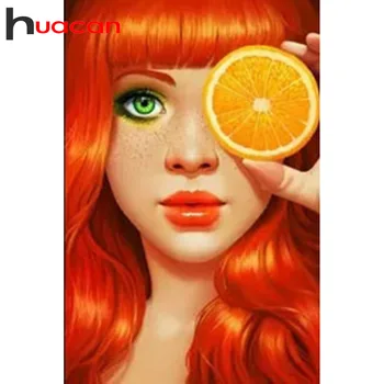 

Huacan Full Square/Round Diamond Embroidery Complete Kit Character 5d Diamond Painting Accessories Orange Home Decoration