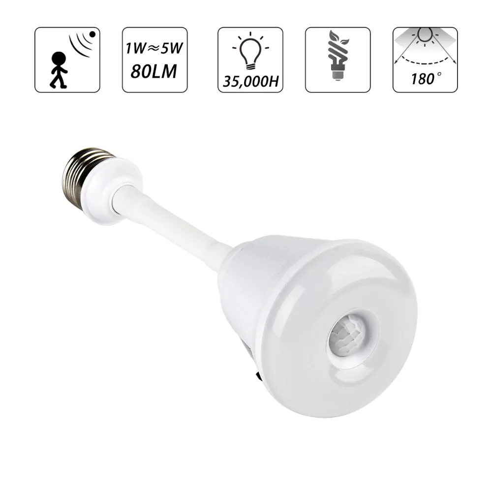 SuperNight 6W E27 LED Night Light 2 in 1 360 Degree Rotation PIR Motion Sensor Lamp Aisle Wardrobe Stairs Garage Decor Lamp Warm (7)