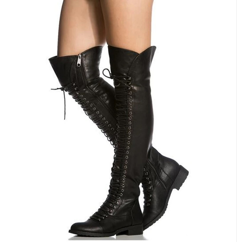 black over knee flat boots