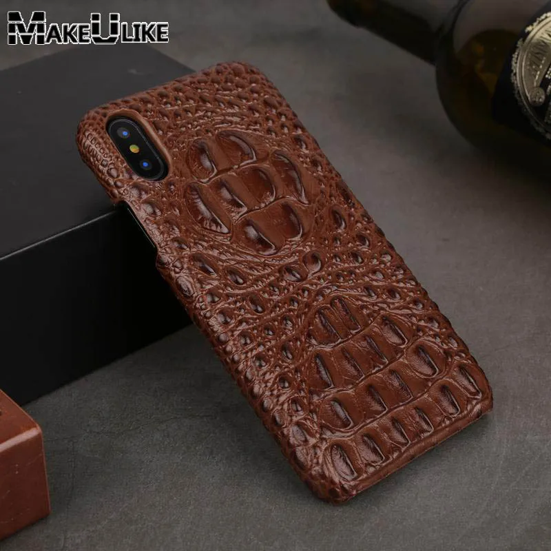 Offerte Cassa del Cuoio genuino Per il iPhone X XR XS MAX 6 S 6 S 7 8 Più Il Caso Della Parte Posteriore Croc testa caso Della Copertura del telefono Per il iPhone 11 Pro 11Pro Max