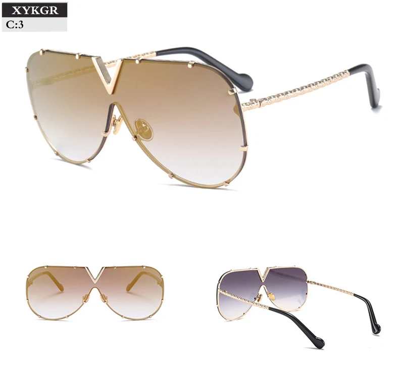 XYKGR модные цельные Индивидуальные женские солнцезащитные очки новые брендовые солнцезащитные очки мужские модные дизайнерские градиентные солнечные очки UV400
