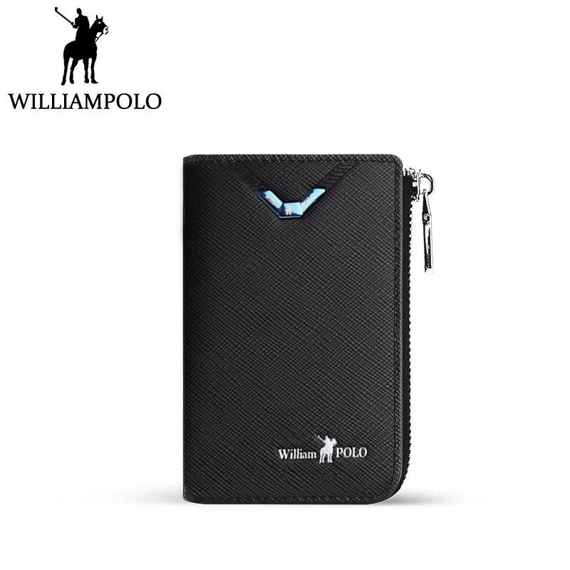 

WILLIAMPOLO Credit Card Holder Genuine Leather Card Wallet Men Fashion Accordion Design