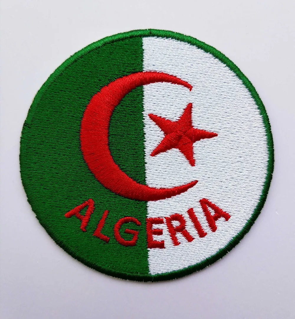 

2pcs/lot Football soccer fussball National Team Algeria logo iron on Patch Aufnaeher Applique Buegelbild Embroidered