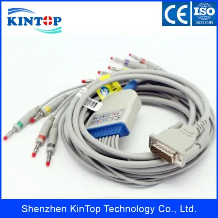 10 Lead Banana 4mm Schiller Ecg Holter Ekg Cable With Protection Resistor