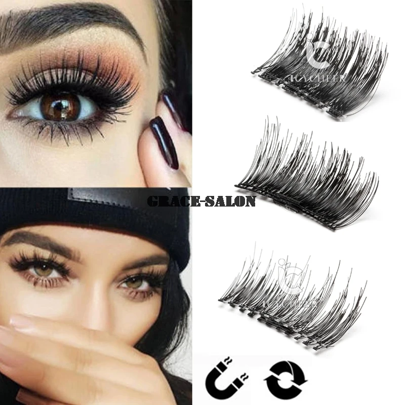 

ICYCHEER Makeup 1Pair Magnetic Eyelashes 3D Mink Reusable False Magnet Eye Lashes No Glue