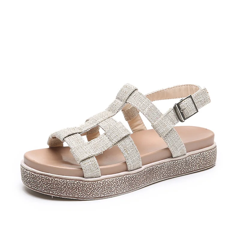 Sandals female 2019 new summer fashion wild student Rome flat shoes