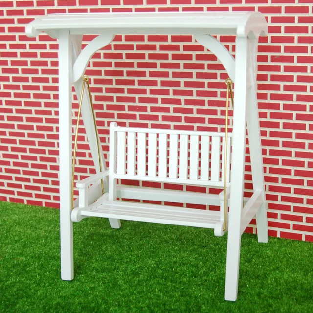 dollhouse outdoor furniture. new 1/12 scale dollhouse miniature garden furniture wooden swing rocking chair white 1: outdoor