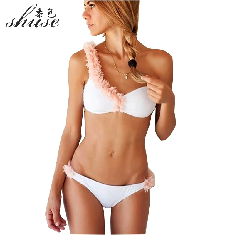 

SHUSE Sexy 2018 Brazilian Bikini Swimwear Women Push Up Low Waist Swimsuit Bikinis Set Patchwork Floral Bandeau Bikini Bating