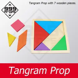 999 реквизит Tangram Prop Real life номер побега собрать все красочные кусочки в деревянной коробке, чтобы разблокировать камерные игровые реквизиты