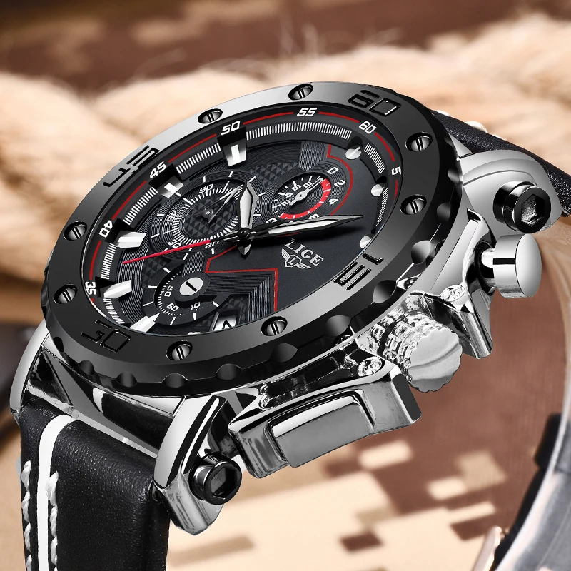 2018 New Watches Mens Top Brand LIGE Fashion Luxury Quartz Watch Male Military Waterproof Clock Men's Rose gold Sport Wristwatch