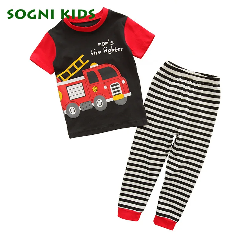 Детский Пижамный комплект для мальчиков и девочек; одежда для сна с героями мультфильмов; комплекты одежды для маленьких мальчиков; спортивный костюм с короткими рукавами для малышей; одежда для сна - Цвет: Black