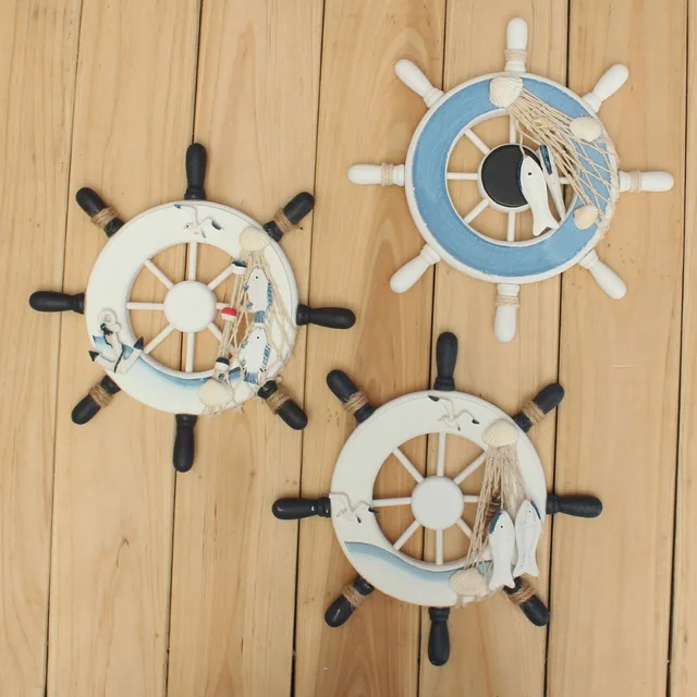 Ornamental Home Hangings Nautical Marine Wall Decor Wood Pirate Ship Ornamental Home Hangings Nautical Marine Wall Decor Wood Pirate Ship Helm Wheel Decoration 9inch For The
