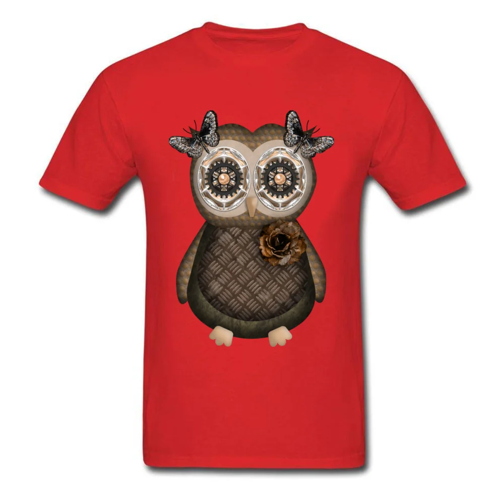 Girl Owl Fashion Short Sleeve Gift T-shirts 100% Cotton O Neck Men's Tees Geek Sweatshirts Summer/Autumn Drop Shipping Girl Owl red