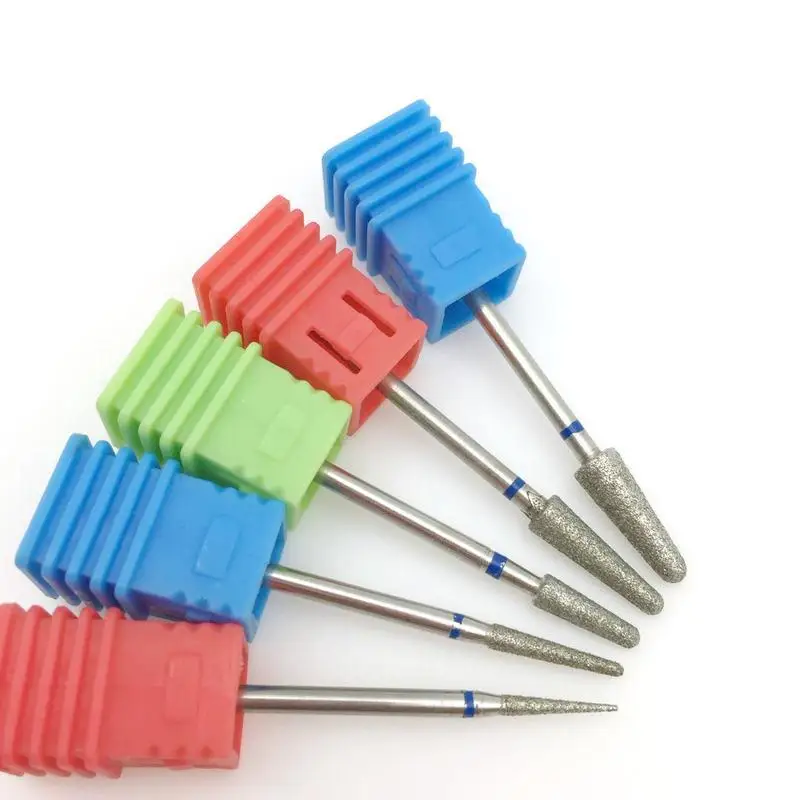 

5 Types Diamond Nail Drill Bit 3/32" Rotary Cuticle Burr Bits For Manicure Electric Drill Accessories Nail Mills Tools