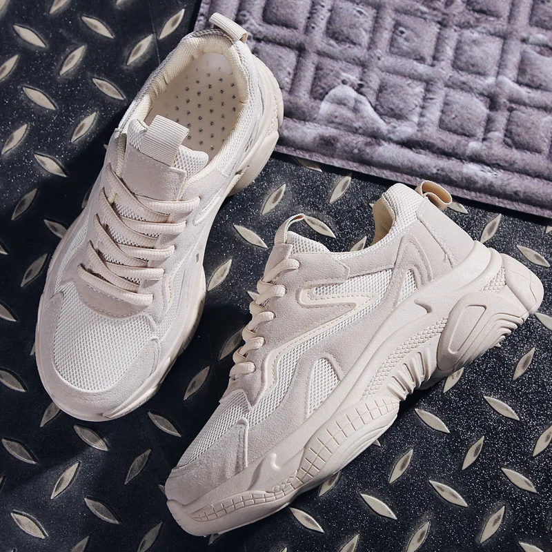 

2019 Brand lady / Women's Fashion Casual Thick Soled Female Lace Up Platform sneaker shoes High Quality Sneakers Shoes CF-006
