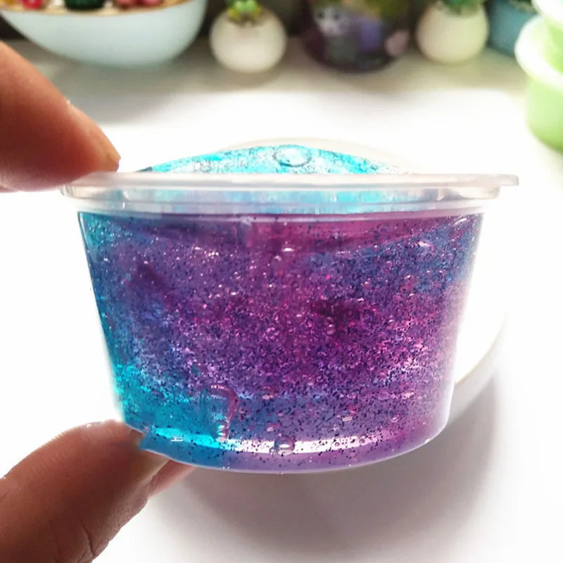 

Slime starry sky colorful crystal mud decompression vent mud poke mud not sticky hand squishy slow rising stress fruit squishy