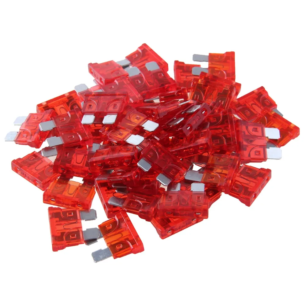POSSBAY 50pc 10A Auto Car APS ATT ATM Mini Blade Assorted Fuses Kit