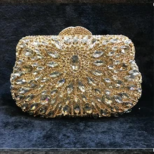 Для женщин синий кристалл сцепления металла шампанское вечерний minaudiere сумка Свадебная вечеринка модные сумки и кошелек свадебная сумочка Золото