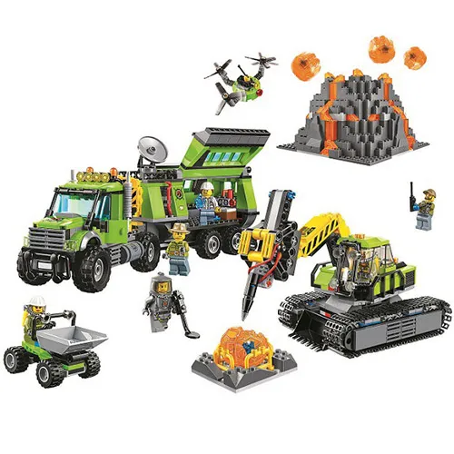 

10641 Bela City Series Volcano Exploration Base Geological Prospecting Building Block Bricks Toys Compatible With Bela