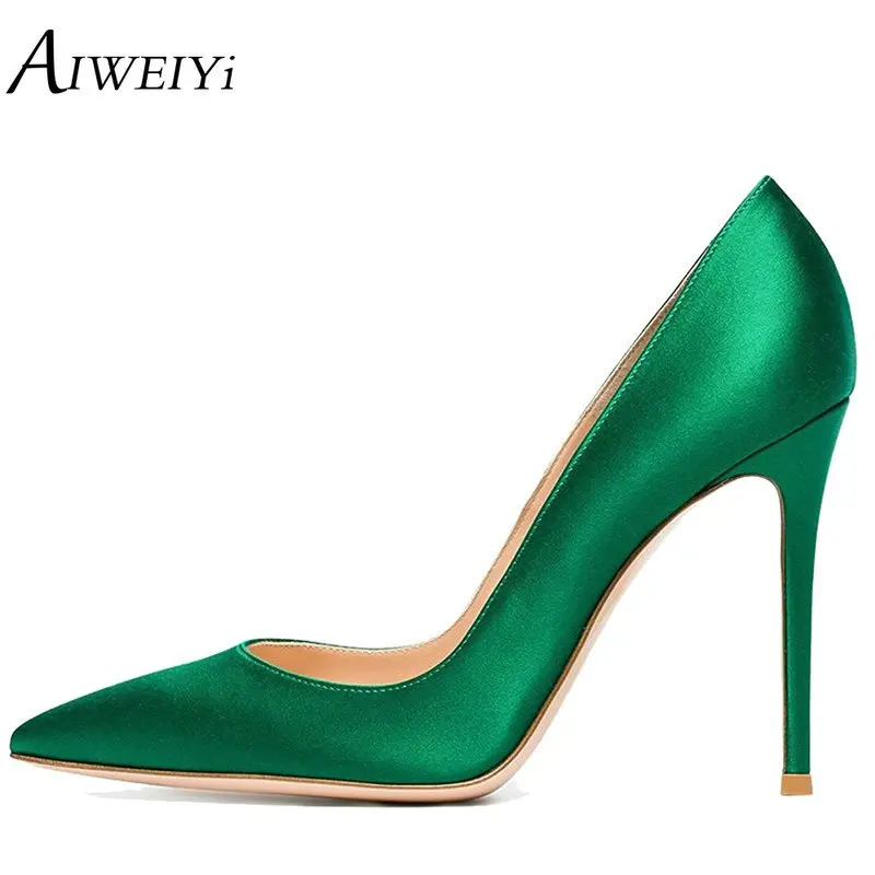 

AIWEIYi Spring Autumn Women Pumps Elegant Black Silk Satin Stiletto High Heels Shoes Sexy Thin Heels Pointed Toe Single Shoes