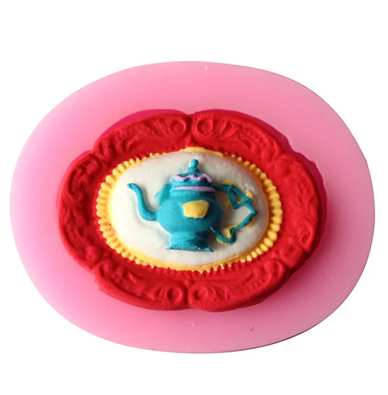 

Teapot Badge Shape Silicone molds Handmade Soap Mold, Fondant Cake Decoration Sugar Craft Tools baking tools F0610