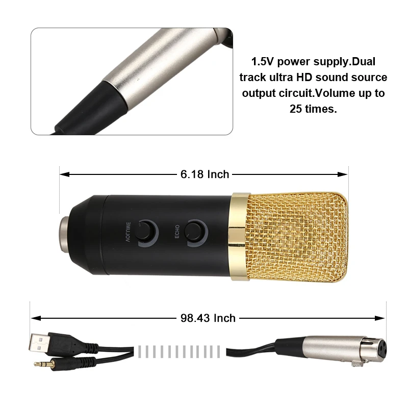 Usb микрофон для компьютерное караоке Mikrofon конденсаторный звук с записывающим