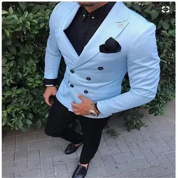 2019 Royal blue double breasted men suit Peaked lapel tuxedos Slim fit skinny wedding business smart casual jacket and pants 2019 Royal blue double breasted men suit Peaked lapel tuxedos Slim fit skinny wedding business smart casual jacket and pants