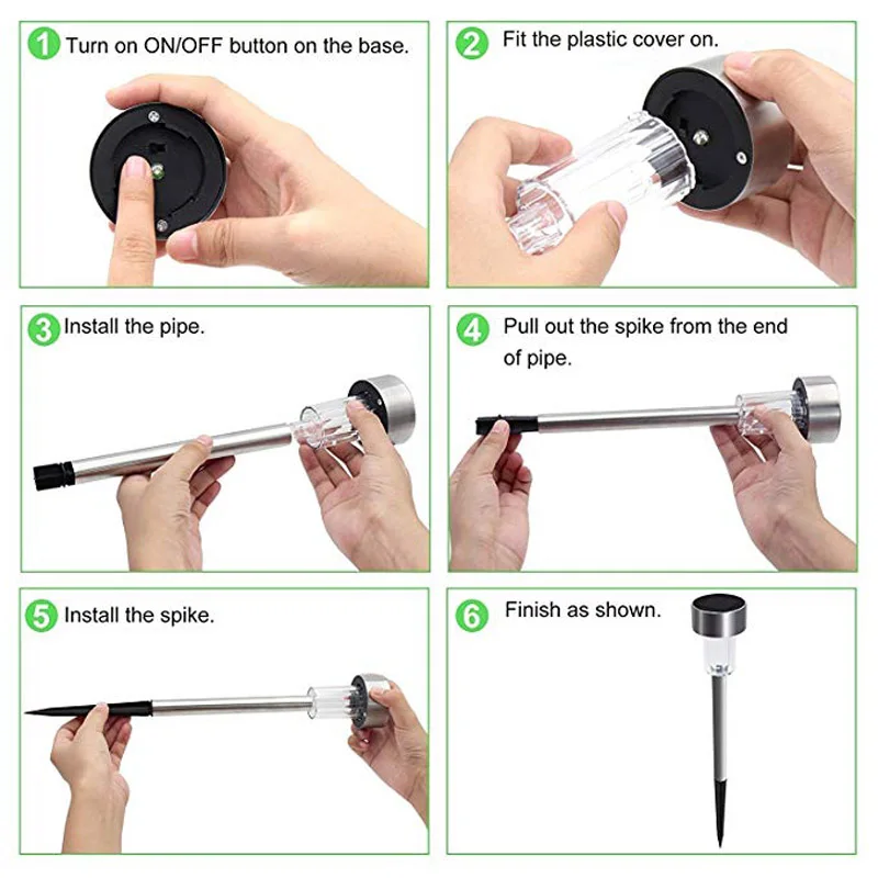 10 Pcs Stainless Steel Solar Energy Lamp Garden Led Solar Powered Stick Light Waterproof Path Lawn Yard Landscape Solar Lamps (16)