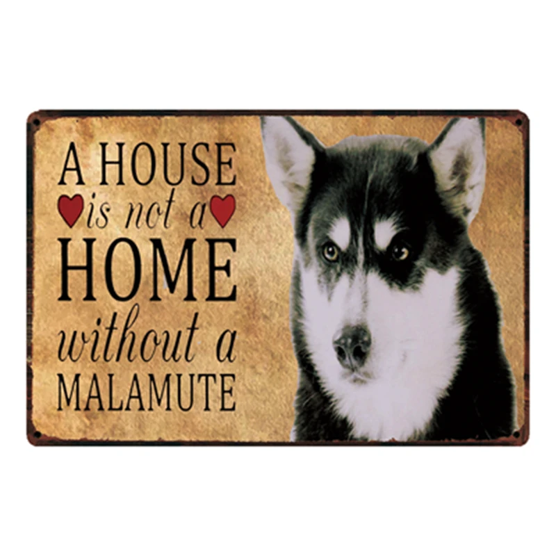 Kelly66 Home Without The Dog Warning Dogs Metal Sign Tin Poster