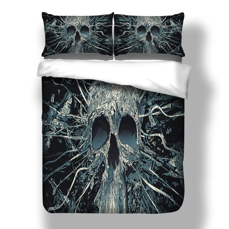 cheap Drop shipping Bedding Sets 3D Digital Printing Skull Bedding Set Duvet Cover Queen King Cool Twin Full Queen King Size