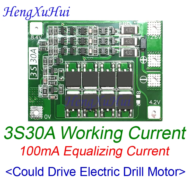 3S30A Lithium Power Battery Protection Board Drive Drill Motor 11.1V 12.6V PCB Board (Equalized Charging Optional)