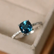 Новое модное дизайнерское кольцо, большие квадратные небесные кольца с синим камнем для женщин, ювелирные изделия, свадебный подарок на помолвку, Роскошные инкрустированные каменные кольца