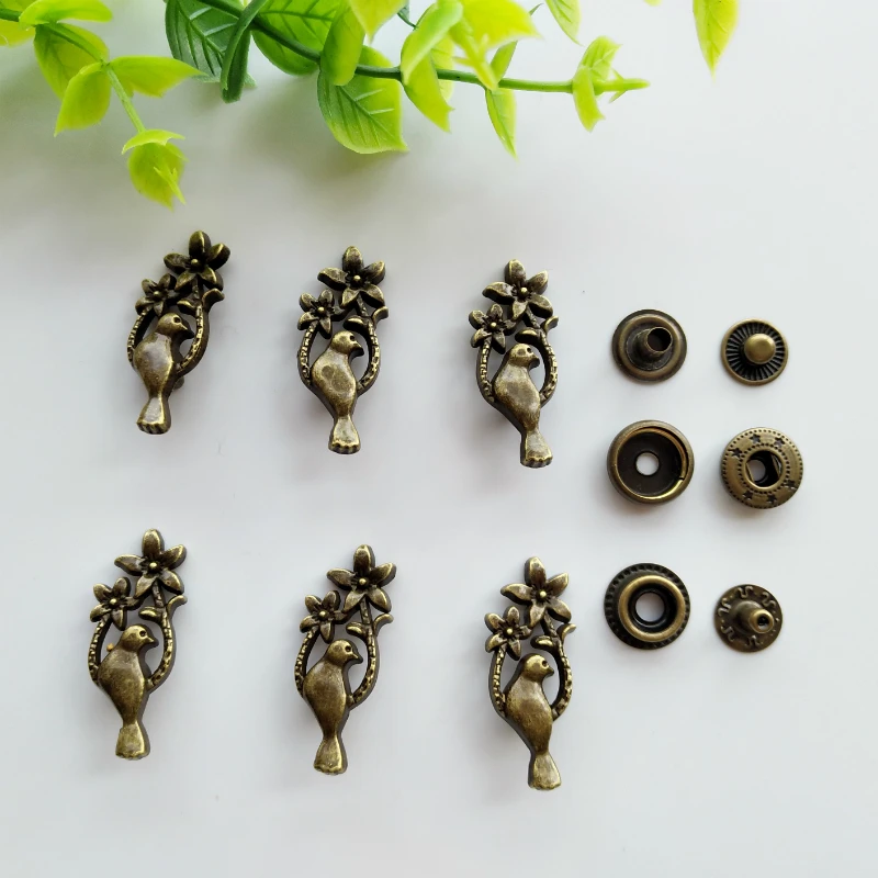 

6sets Bird Zinc Alloy Snap Fastener Press Stud Sewing Leather Combined Button Craft For Clothes Garment DIY Decoration 32*13mm