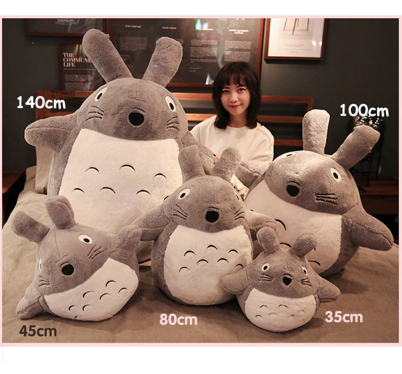 Dorimytrader hot anime totoro plush toy giant stuffed cartoon totoro doll pillow for children friend gift decoration 100cm 120cm 140cm DY50601 (12)