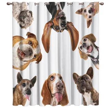 

Funny Design Puppy Dogie Room Curtains Large Window Window Curtains Dark Living Room Kitchen Drapes Decor Print Window
