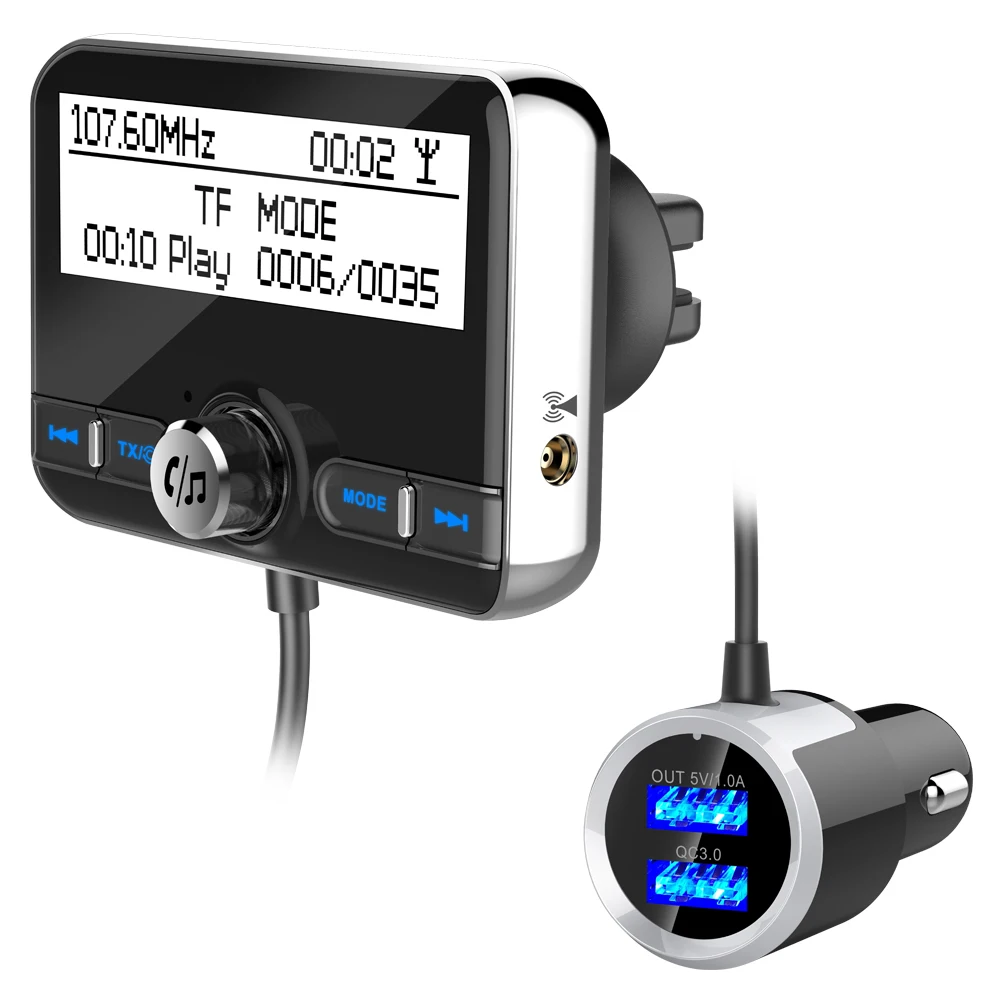 Дисплей Беспроводной адаптер fm-передатчик радио зарядное устройство с поддержкой Bluetooth автомобиля MP3 аудио