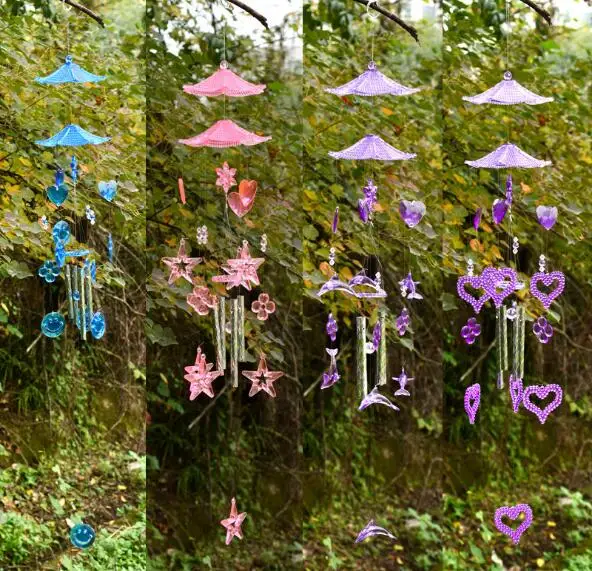 1PC 4 Styles Heart shaped Amethyst Wind Chimes Love Bells for Birthday