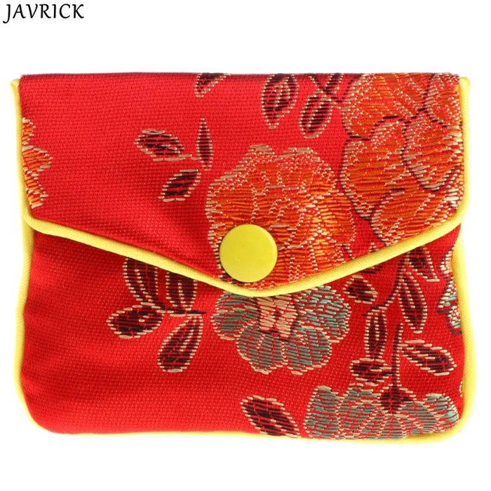 JAVRICK, сумки для хранения ювелирных изделий, Шелковый, Китайская традиционная сумка, кошелек, подарки, драгоценности, Органайзер - Цвет: Красный