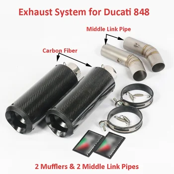 

Carbon Fiber Motorcycle Exhaust System Slip on Full Pipe for Ducati 848 Exhaust Pipe Middle Link Pipe for Ducati 848
