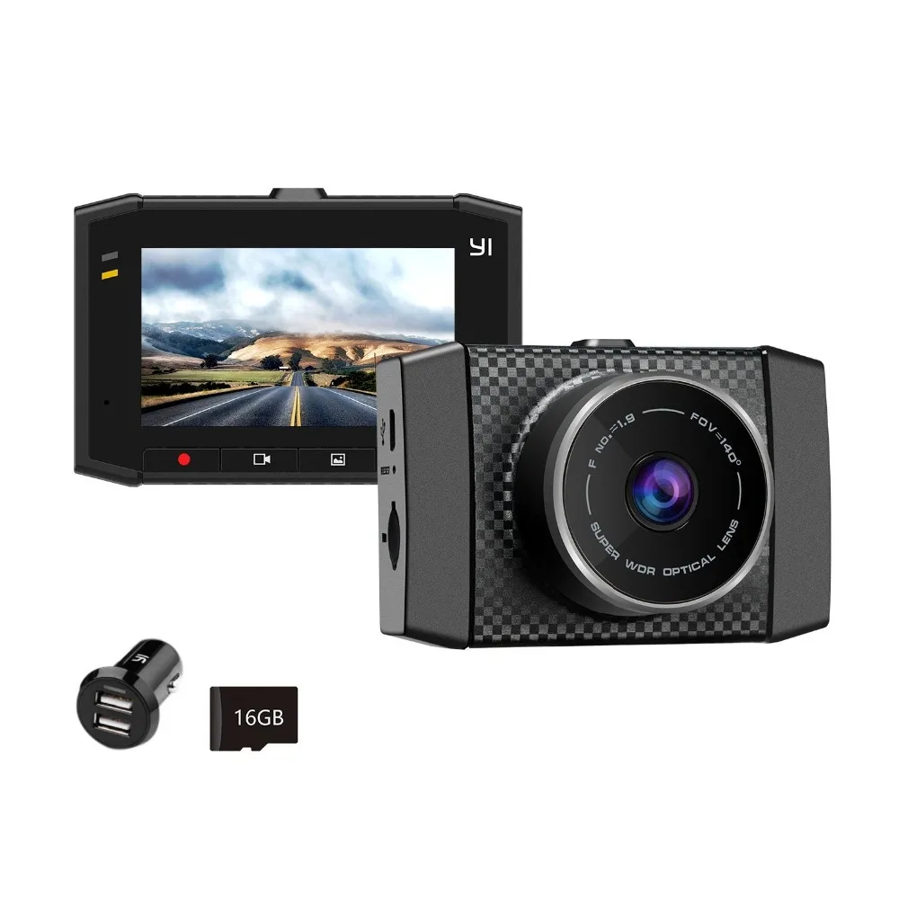  YI Ultra Dash Camera With 16G Card 2.7K Resolution Car DVR A17 A7 Dual Core Chip Voice Control ligh