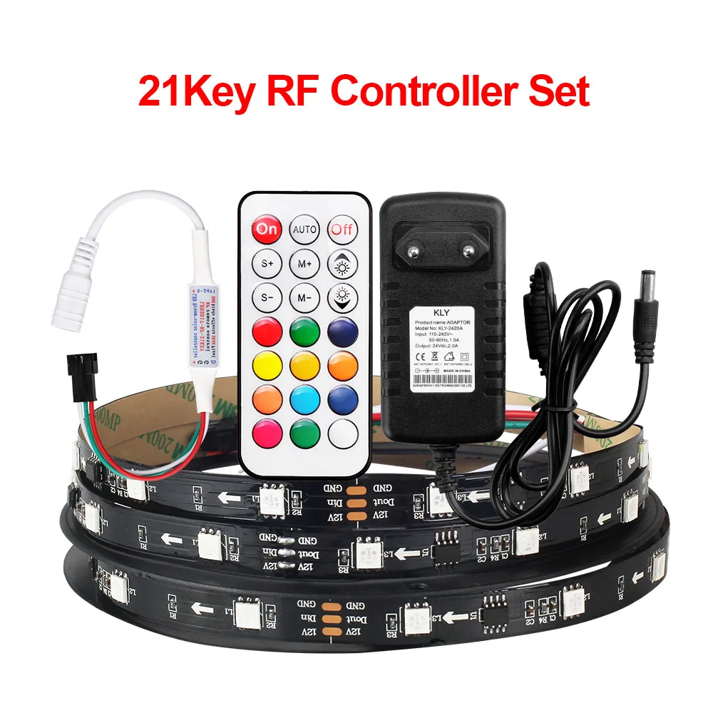 5 м 30/60 светодиодный s/M 2811 пикселей Полноцветный Программируемый индивидуальный адресуемый светодиодный светильник WS2811 5050 RGB 12 В светодиодный набор лент - Испускаемый цвет: 21 Key Controller