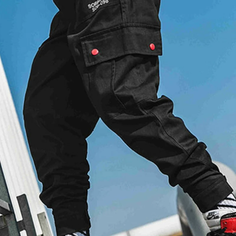 Fashion Casual Cargo Pants Mens Joggers Ankel-Length Camo Pants Mens Pockets Sweatpants Male Korean Pants Hip Hop Track Pants