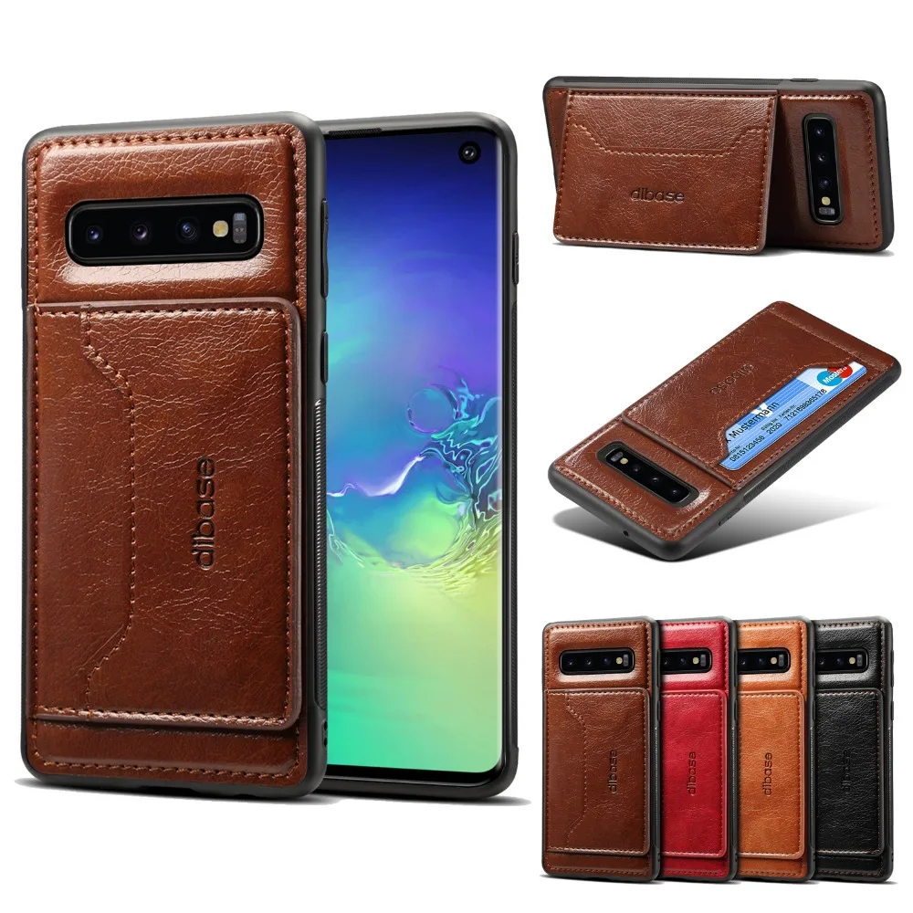 

For Samsung Galaxy S10 S10E S9 S8 Plus Flip Cover Leather Card Holder Slots Silicone Case For Samsung S 10 9 8 Plus Mobile Case