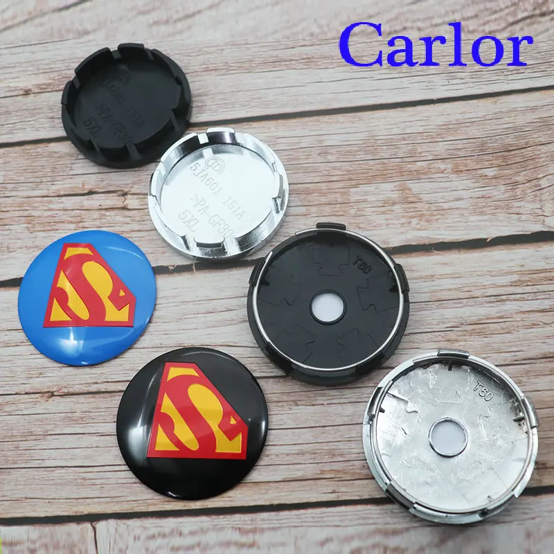 

4pcs 56mm 60mm newest Superman logo car emblem Wheel Center Hub Cap auto Rim refit dust-proof badge covers sticker styling